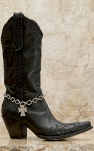 Blazin Roxx® Silver Chain w/ Crystal Cross Charm Boot Bracelet