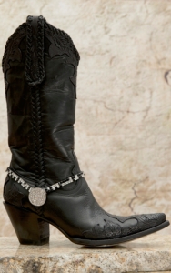 Blazin Roxx® Black & Clear Rhinestones w/ Crystal Cross Charm Boot Bracelet
