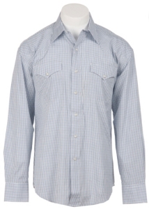 Stetson® Mens Blue Check Long Sleeve Western Snap Shirt 04780036