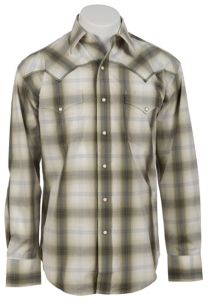 Stetson® Men's Moss Green & Blue Plaid Long Sleeve Western Snap Shirt 04780137GR