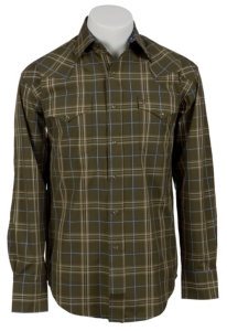 Stetson® Mens Green & Blue Plaid Long Sleeve Western Snap Shirt 04780139GR