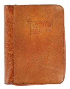 M&F Western Products® Brown Leather Cowboy Prayer Embossed Large Bible Cover