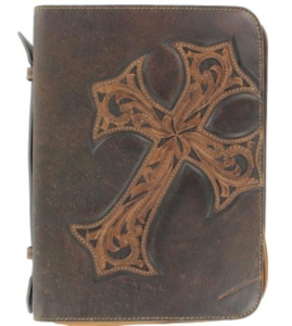 M&F Western Products® Dark Brown Diagonal Cross Large Bible Cover