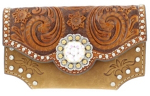 Nocona® Bay Brown Leather Tooled with Rhinestones Cell Phone Case