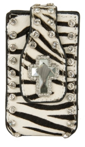 M&F Western Products® Ladies Zebra Hair with Jeweled Cross Concho Cell Phone Case