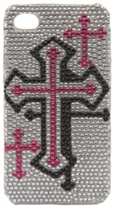 M&F Western Products® Silver, Pink & Black Bling Cross iPhone 4 Case