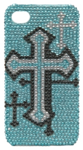 M&F Western Products® Blue, Black & Silver Bling Cross iPhone 4 Case
