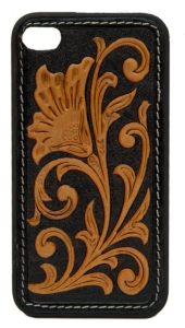 M&F Western Products® Black with Brown Embossed Tooled Flower iPhone Case