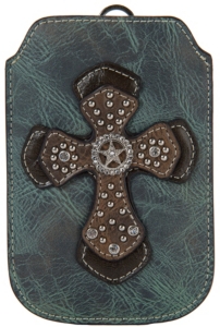 M&F Western Products® Blue with Brown Cross and Strap iPhone Sleeve