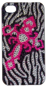M&F Western Products® Black & Silver Zebra w/ Hot Pink Bling Cross iPhone 4 Case