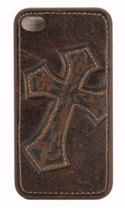 Nocona® Distressed Brown Leather w/ Cross iPhone 4 Case