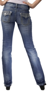 Stetson® Women's Light Stonewash w/ Crystals & Embroidery Flap Pocket Boot Cut Jean