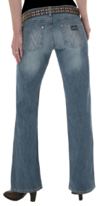 Wrangler® Ladies Mae Premium Patch Low Rise Girl About Town Boot Cut Jean