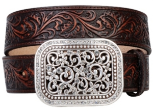 Ariat® Brown Rhinestone Fillagree Ladies Belt 10006957