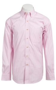 Ariat® Men's L/S Balin Pink & White Western Stripe Shirt 10010360