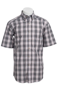 Ariat® Men's S/S Roland White & Grey Western Plaid Shirt 10010548
