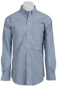Ariat® Men's L/S Bader Belair Blue Western Plaid Shirt 10010556