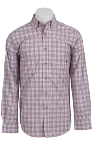 Ariat® Men's L/S Barrett Red & Blue Western Plaid Shirt 10010557