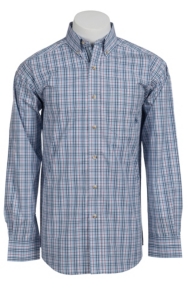 Ariat® Men's L/S Benton Blue Western Plaid Shirt 10010562