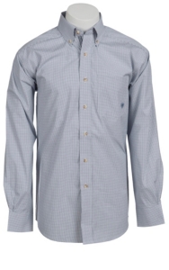 Ariat® Men's L/S Boyce Navy & White Western Plaid Shirt 10010572
