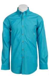 Ariat® Men's L/S Halton Turquoise Western Plaid Shirt 10010594