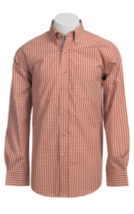 Ariat® Men's L/S Jameson Orange Western Plaid Shirt 10010600