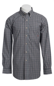 Ariat® Men's L/S Hartson Grey Western Plaid Shirt 10010606