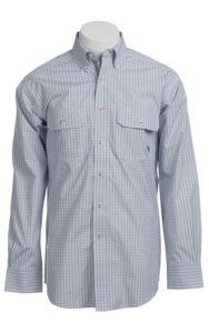 Ariat® Men's L/S Bartol White & Blue Two Pocket Western Plaid Shirt 10010614