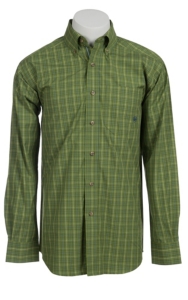 Ariat® Men's L/S Barlow Posh Olive Western Plaid Shirt 10010622
