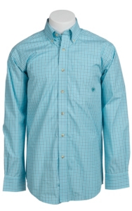 Ariat® Men's L/S Duggan Turquoise Western Plaid Shirt 10010643