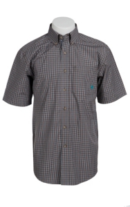 Ariat® Men's S/S Hackett Brown Western Plaid Shirt 10010665