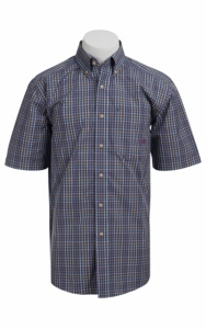 Ariat® Men's S/S Bancroft Steel Blue Western Plaid 10010670