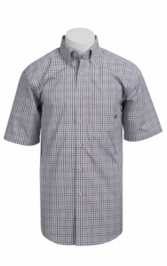 Ariat® Men's S/S Leeland Blue and White Western Plaid 10010674