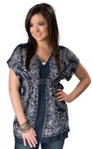Ariat® Women's Navy Blue Bandana Print Short Sleeve Fashion Top