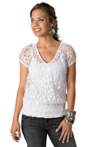 Ariat® Women's White Lace Short Sleeve Fashion Top