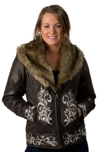 Ariat® Women's Abyss Espresso Brown with Embroidery and Faux Fur Jacket