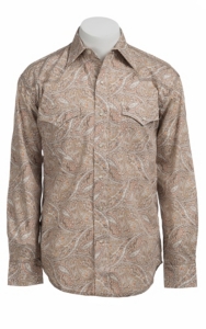 Stetson® Men's Tan Paisley Print Long Sleeve Western Snap Shirt 104250275