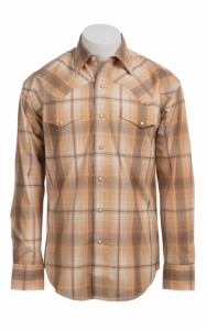 Stetson® Men's Orange, Yellow & Blue Plaid Long Sleeve Western Snap Shirt 104780277