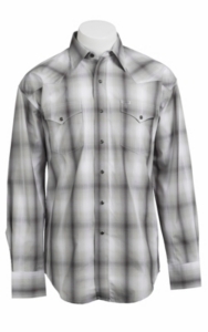 Stetson® Men's Grey and White Ombre Striped Long Sleeve Western Snap Shirt 104780280