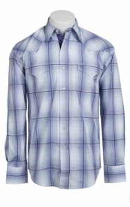 Stetson® Men's Blue & Navy Plaid Long Sleeve Western Snap Shirt 104780281