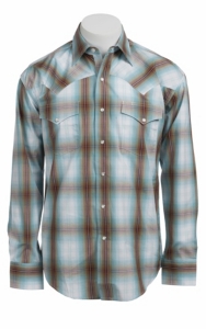 Stetson® Men's Turquoise Plaid Long Sleeve Western Snap Shirt 104780285