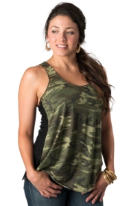 Vintage Havana® Women's Camo with Black Lace Back Sleeveless Tank Top