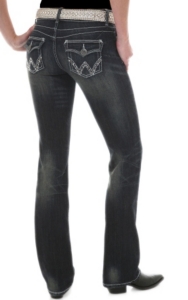 Booty Up™ by Wrangler® Women's Mae Low Rise Dark Stonewash Flap Pocket Boot Cut Jean