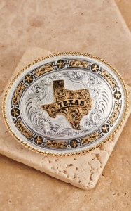 Montana Silversmiths® Medium Oval Texas w/ Stars Buckle
