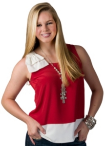Fashion Spy® Game Day™ Ladies Red with White and Bow Sleeveless Fashion Top