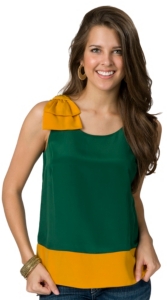 Fashion Spy® Game Day™ Ladies Green with Gold and Bow Sleeveless Fashion Top