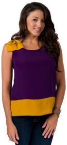 Fashion Spy® Game Day™ Ladies Purple with Gold and Bow Sleeveless Fashion Top