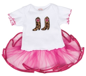 Baby Korral® Girls White w/ Leopard Boots & Hot Pink Tutu Onesie