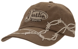 Justin Boots® Brown with Tan Barbwire and Logo Cap