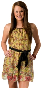 Fashion Spy® Women's Mustard Yellow Floral Print Sleeveless Dress